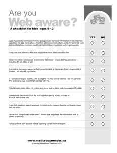 Web aware ? Are you A checklist for kids ages 9-12 YES