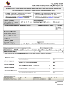 Hartnell College Agreement/Contract Tracking Sheet