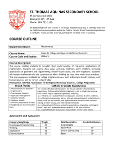 ST. THOMAS AQUINAS SECONDARY SCHOOL 25 Corporation Drive Brampton ON, L6S 6A2
