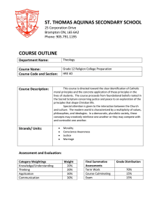 ST. THOMAS AQUINAS SECONDARY SCHOOL  COURSE OUTLINE 25 Corporation Drive