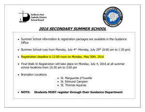 2016 SECONDARY SUMMER SCHOOL