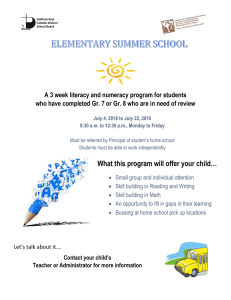 A 3 week literacy and numeracy program for students