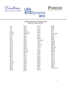 USABO SEMIFINAL EXAMINATION March 13 to March 22, 2013 1. C