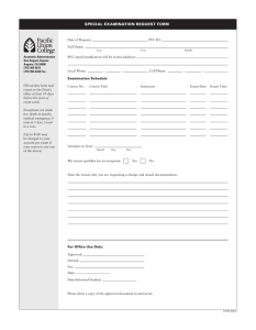 Special Examination Request Form - Pacific Union College
