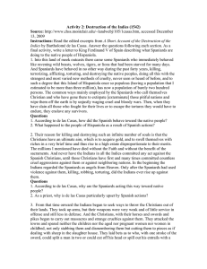Activity 2: Destruction of the Indies (1542) Source: Instructions: 13, 2009
