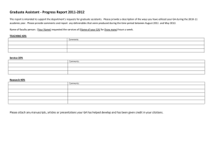 Graduate Assistant - Progress Report 2011-2012