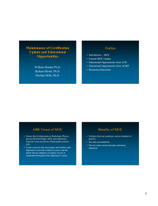 Maintenance of Certification Update and Educational Opportunities Outline