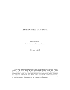 Internal Controls and Collusion Kirill Novoselov The University of Texas at Austin