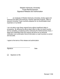Western Kentucky University Travel Reimbursement Signature Release and Authorization