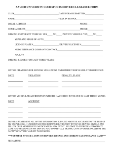 XAVIER UNIVERSITY CLUB SPORTS DRIVER CLEARANCE FORM