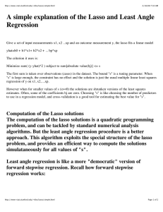 A simple explanation of the Lasso and Least Angle Regression