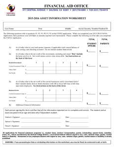 2015-2016 ASSET INFORMATION WORKSHEET