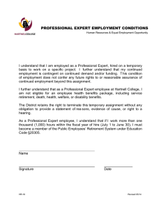 PROFESSIONAL EXPERT EMPLOYMENT CONDITIONS