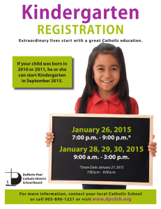 Kindergarten  REGISTRATION January 26, 2015
