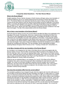 – The New Roman Missal Frequently Asked Questions