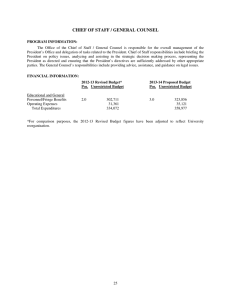 CHIEF OF STAFF / GENERAL COUNSEL