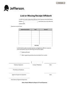 Lost or Missing Receipt Affidavit