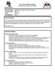 Grade 11 Marketing Course Syllabus: Goods, Services, Events