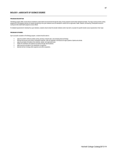 BIOLOGY—ASSOCIATE OF SCIENCE DEGREE 67