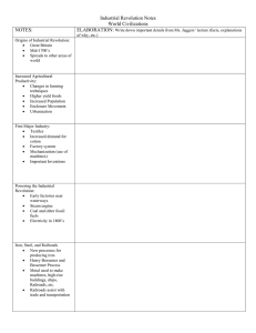 Industrial Revolution Notes World Civilizations NOTES: ELABORATION: