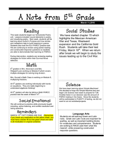 A Note from 5 Grade th Social Studies