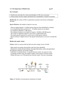 3.3: The Importance of Biodiversity  pg. 83 Key Concepts: