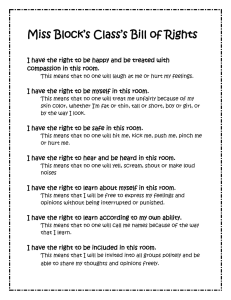 Miss Block’s Class’s Bill of Rights