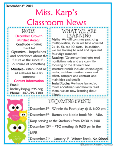 Miss. Karp’s Classroom News December 4 2015