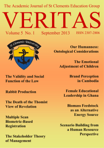 VERITAS  Volume 5  No. 1     ... The Academic Journal of St Clements Education Group