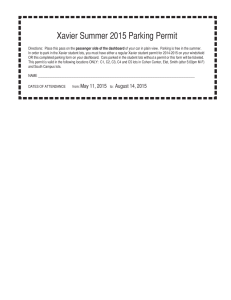 Xavier Summer 2015 Parking Permit