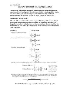SOLVING ABSOLUTE VALUE INEQUALITIES