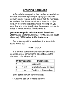 Entering Formulas