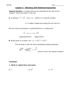 Rational Exponents Lesson: Math Worksheet