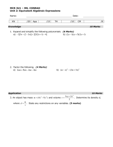 MCR 3U1 – MS. CONRAD Unit 2: Equivalent Algebraic Expressions  6