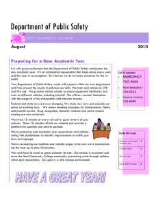 Department of Public Safety Preparing for a New Academic Year 2010 August
