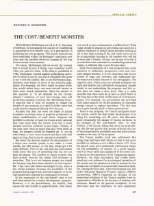 THE COST IBENEFIT MONSTER __________________________________________________________ SPECIALTOPICS