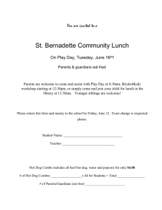 St. Bernadette Community Lunch  You are invited to a
