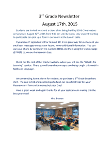 3 Grade Newsletter August 17th, 2015 rd