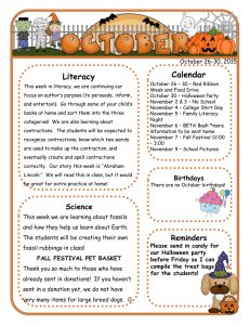 Calendar Literacy October 26-30, 2015