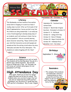 Literacy Calendar September 28 – October 2,, 2015