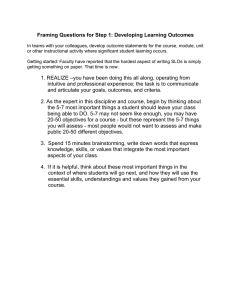 Developing Learning Outcomes: Worksheet for Educators