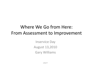Where We Go from Here:  From Assessment to Improvement Inservice Day  August 13,2010