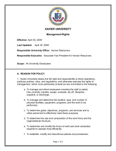 XAVIER UNIVERSITY Management Rights