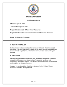 XAVIER UNIVERSITY  Job Descriptions