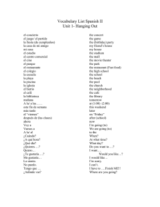 Vocabulary List Spanish II Unit 1- Hanging Out