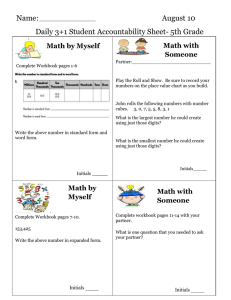 Name: August 10 Daily 3+1 Student Accountability Sheet- 5th Grade