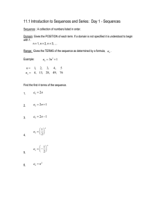 11.1 Introduction to Sequences and Series:  Day 1 -...