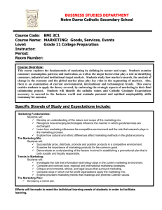 Grade 11 Marketing Course Syllabus - Notre Dame School