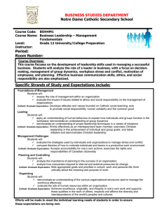BUSINESS STUDIES DEPARTMENT Notre Dame Catholic Secondary School