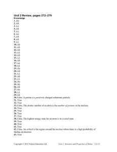 Chemistry Unit 2 Review: Atomic Structure & Bonding